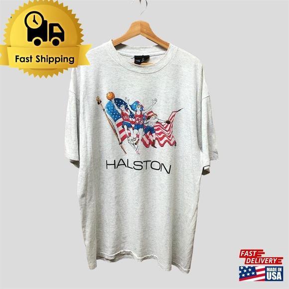 Retro 1992 Halston Usa Team Olympic Shirt Sports Illustration Classic T-Shirt - Picture 1 of 4